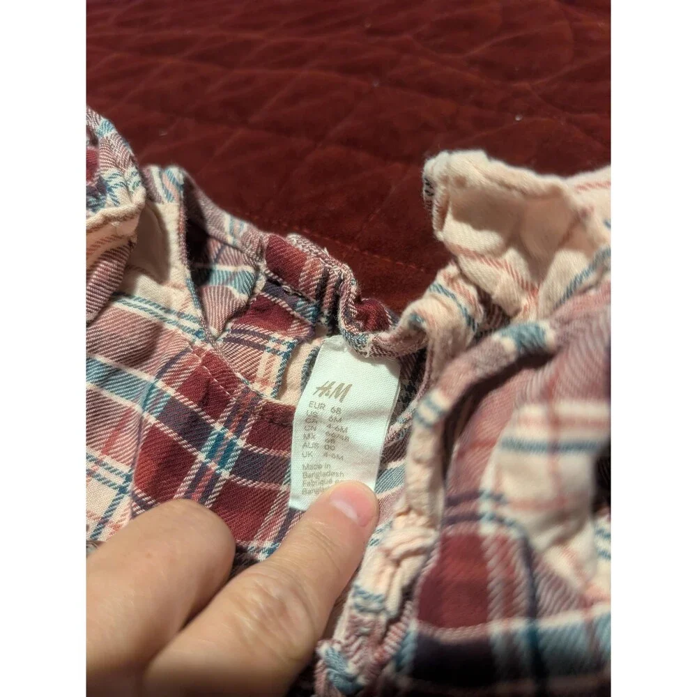H&M Baby Plaid Dress with Bear Tights, Size 6-9M - Free Shipping